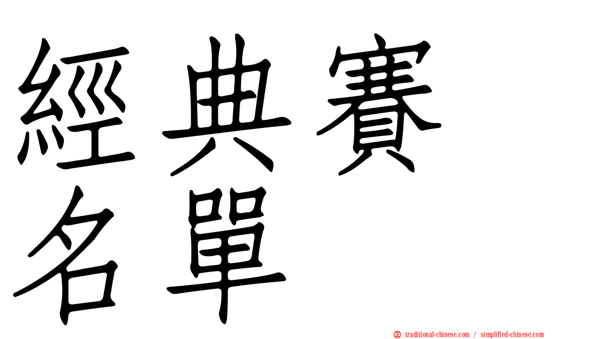 經典賽　名單